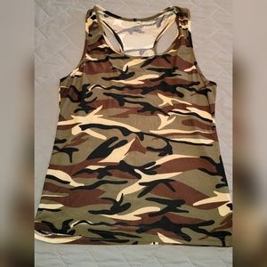Razor back workout tank top camouflage print.